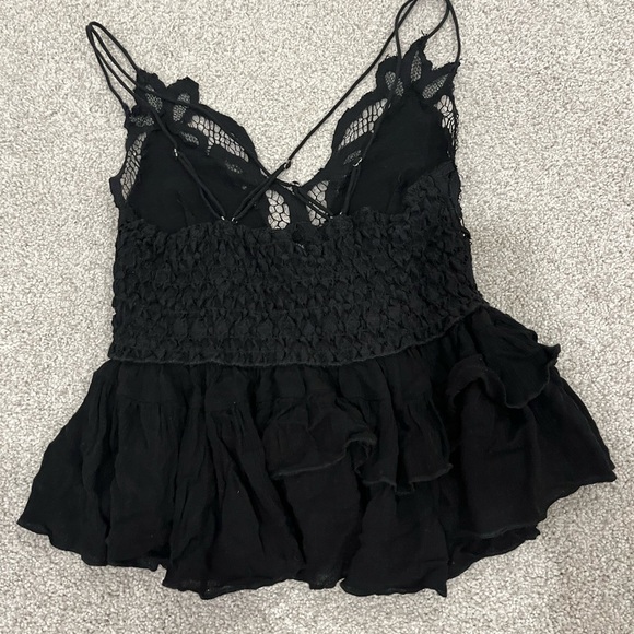 Free People Black Lace Ruffle Tank Top - Picture 2 of 2